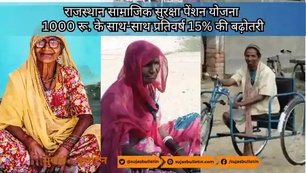 राजस्थान सामाजिक सुरक्षा पेंशन योजना 1000 रू. के साथ-साथ प्रतिवर्ष 15% की बढ़ोतरी rajasthan samajik suraksha pension yojana